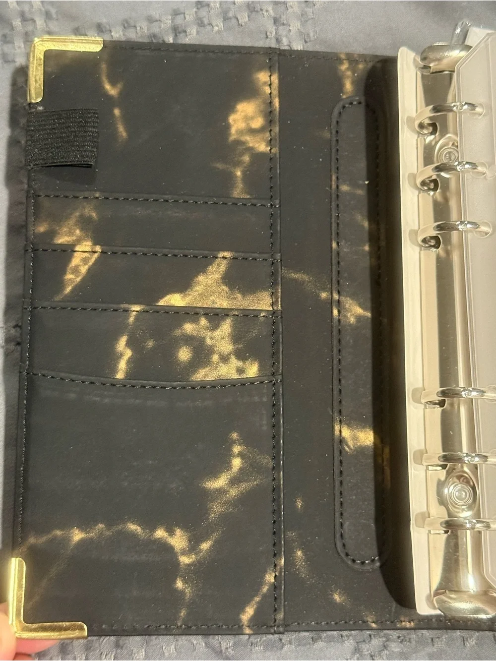 Leather-Look Black and Gold Marble Journal Cover